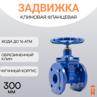 Задвижка с обрезиненным клином PN16 DN300