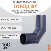 Отвод сварной сегментный 90° Д160 SDR 17 купить в интернет-магазине