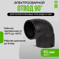 Электросварной отвод 90 градусов 90 мм ПЭ 100 SDR 11 GQ