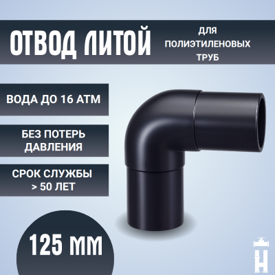 Отвод литой спигот 90 гр Д125 мм SDR11
